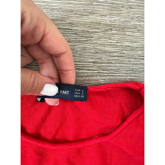 Zara Knits EUC Red Long Sleeve Crewneck Sweater Top Size S - Picture 3 of 4